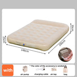 matelas gonflable beige texture mousse moderne pompe intégrée double taille grande capacité camping voyage