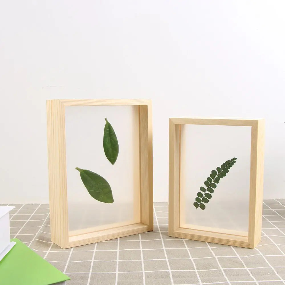 cadres photo bois transparent minimaliste rustique nature deco intérieure vintage feuilles sèches