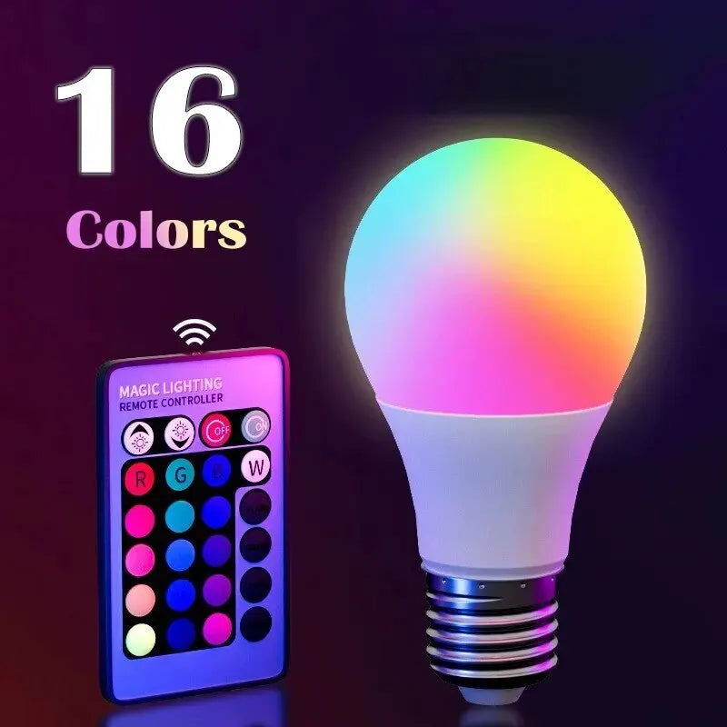 ampoule led multicolore rgb 16 couleurs e27 220v éclairage domestique télécommande lampe intelligente ambiance