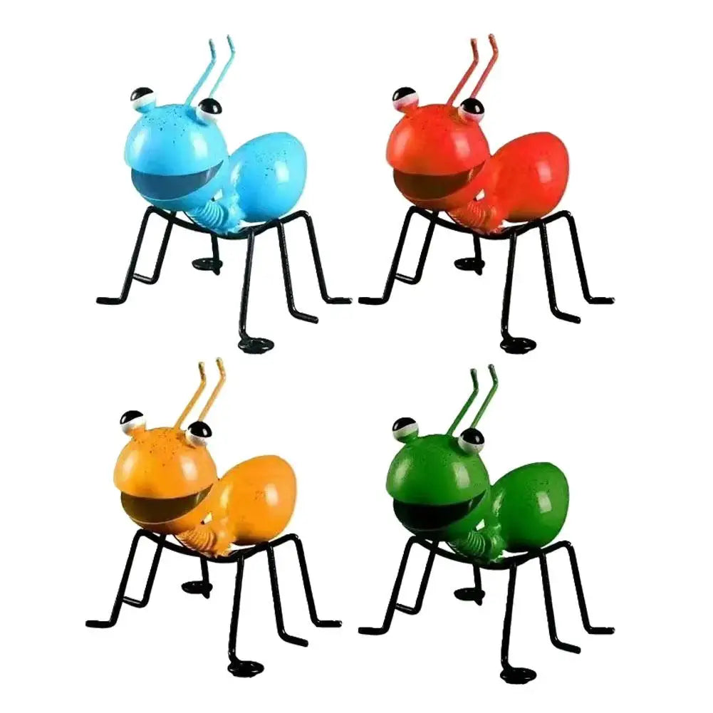figurines insectes métal brillant vert bleu orange rouge artisanal moderneextérieur jardin décoration