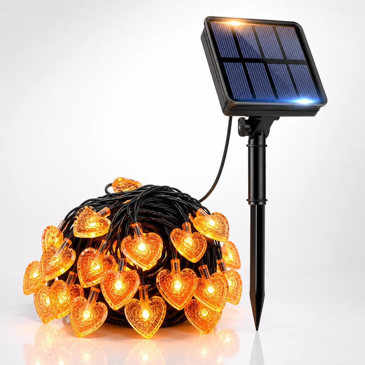 guirlande lumineuse cœur multicolore moderne extérieur patio jardin 100 led 12m