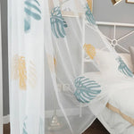 rideau blanc transparent motif feuilles tropicales moderne salon chambre