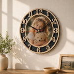horloge murale personnalisable photo aiguille silencieuse bois acrylique décoration maison quartz UV haute définition