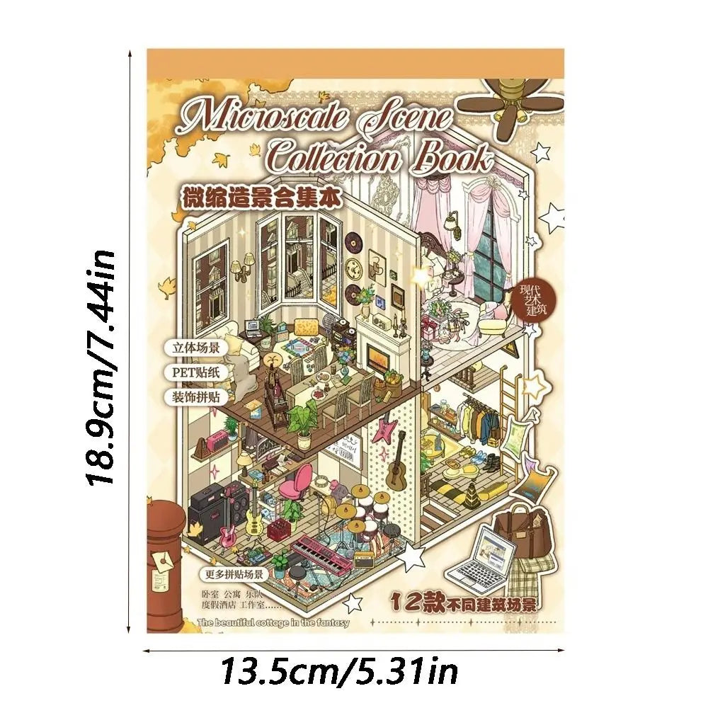 livre scènes miniatures illustrations vintage intérieurs autocollants cartes référence adultes