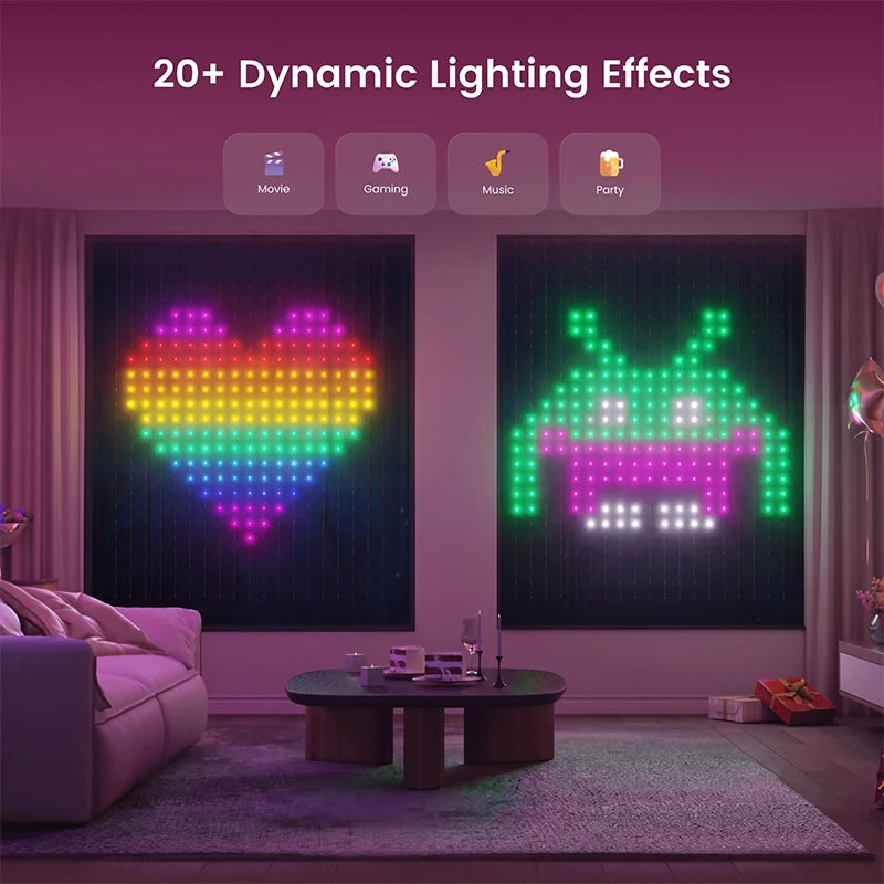 guirlandes led modulables multicolores pixel art motifs variés app contrôlables waterproof ip65