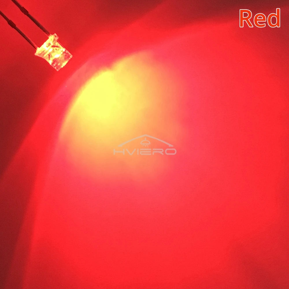 Diodes LED transparentes plat 3mm bleu vert rouge blanc chaud jaune blanc rose violet
