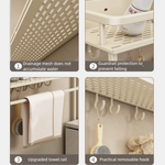 étagère murale moderne grille ventilation clip fixation salle bain cuisine organisation couleur beige claire