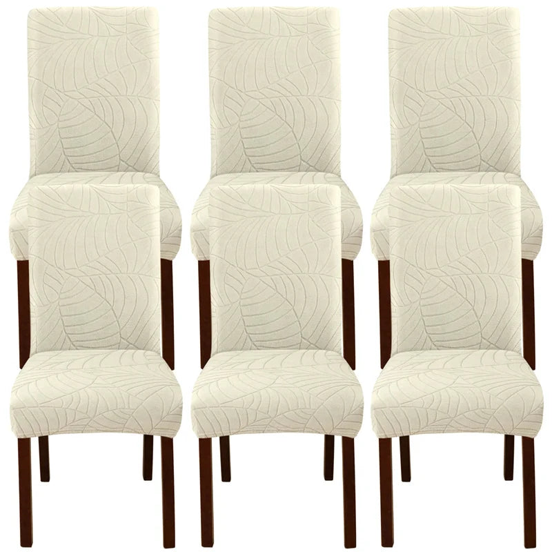 housse chaise velours motif feuilles extensible élastique fauteuil salle manger moderne