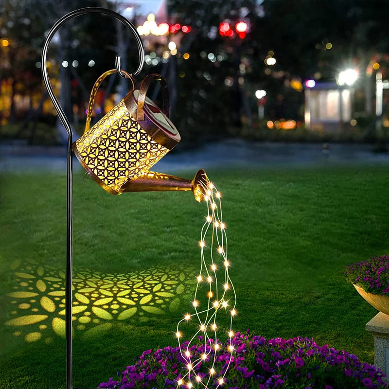 lampes solaires decoratives arrosoir bronze lumiere jaune ajourée rustiqueextérieur led ip65