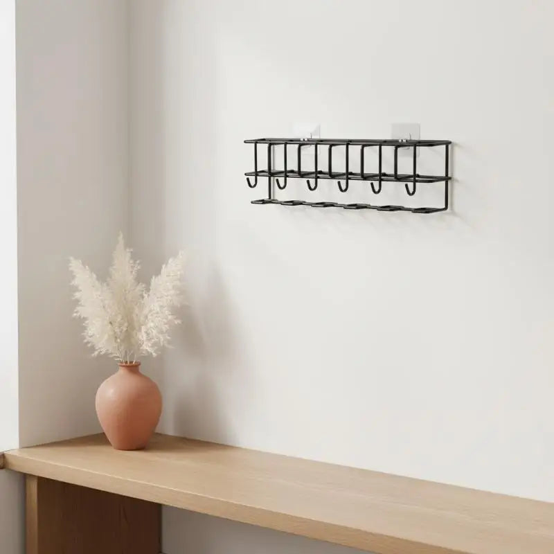 porte parapluies mural adhésif moderne noir structure métallique simple clés rangement durable entrée buanderie
