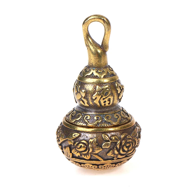 porte bonheur cuivre doré motif floral traditionnel asiatique anneaux suspension