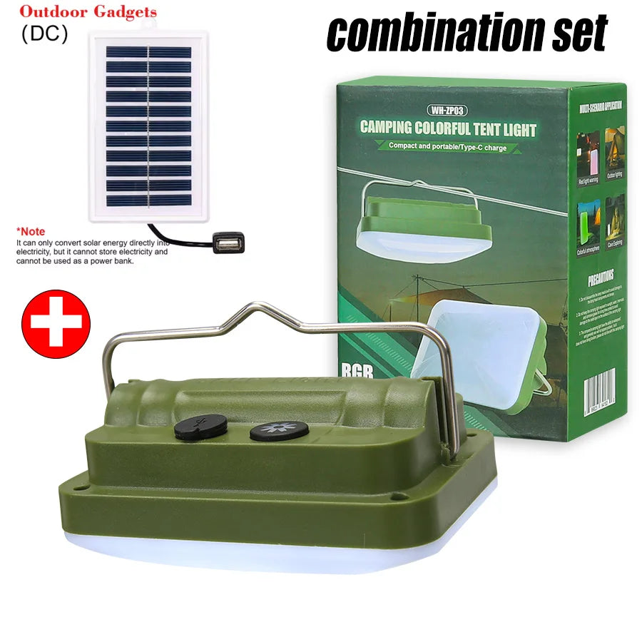lampe camping rechargeable vert olive modes éclairage portable étanche crochetarrière led moderne