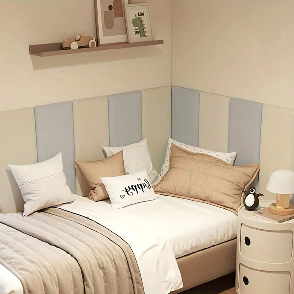 panneaux revêtement mural modernes minimaux gris clair blancs adhésifs faciles installer insonorisants anti choc