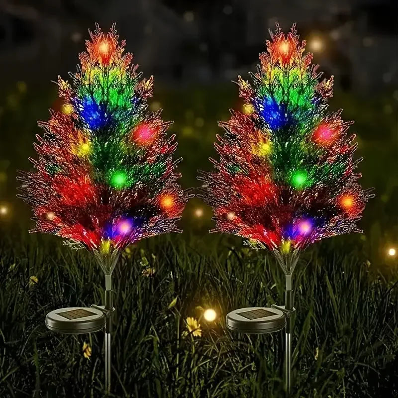 décoration extérieure solaire arbres lumineux couleurs rgb moderne branches feuilles festive
