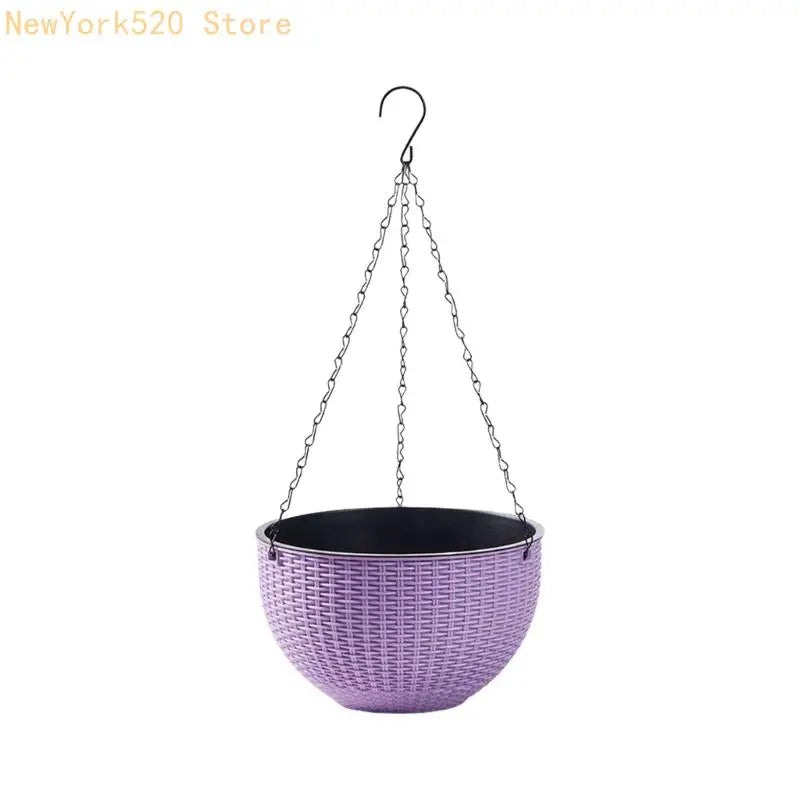 panier suspendu tissé moderne blanc rouge violet rose vert bleu accroché fleur plante verte
