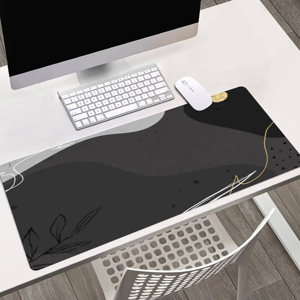 tapis souris noir blanc abstrait adhésif moderne minimaliste jeu ligne point feuille