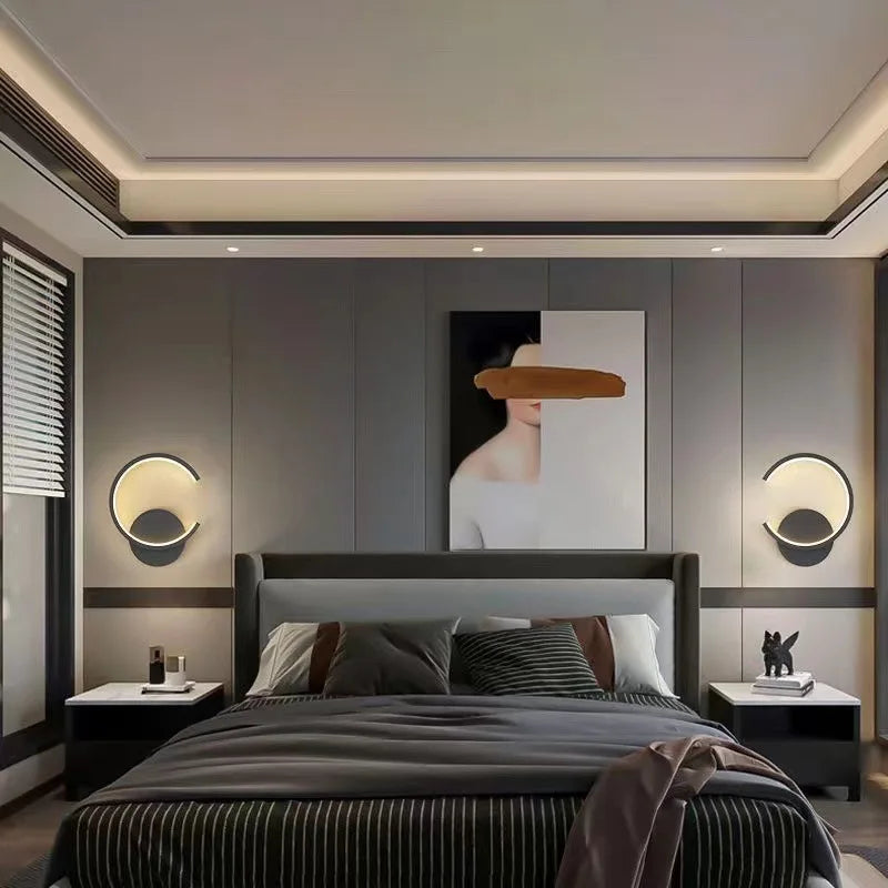 applique murale led moderne blanche noire dorée fixée mur élégant flux lumineux élevé trichromatique