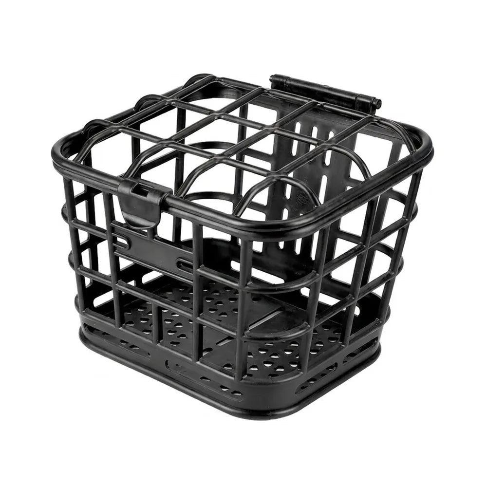 panier avant vélo électrique noir couvercle plastique structure grille utilitaire transport fruits légumes