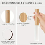 lampe chevet rechargeable aimantée texture bois moderne blanc translucide minimaliste double face adhésive coque