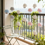 rideau suspendu decoration nuages personnages doux bleu blanc rose enfant féminin aspect laineux opacité