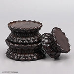 support statue bois marron relief pétales artisanal traditionnel décoration intérieure stand figuration crafts display