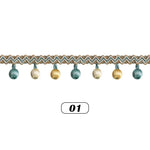 ruban rideau pompons vert doré élégant décoration partie zigzag coton polyester