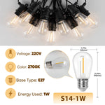 guirlande lumineuse led jaune 10m 10ampoules extérieur imperméable jardin festive