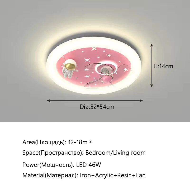 plafonnier led astronautes planètes étoiles moderne enfant bleu rose