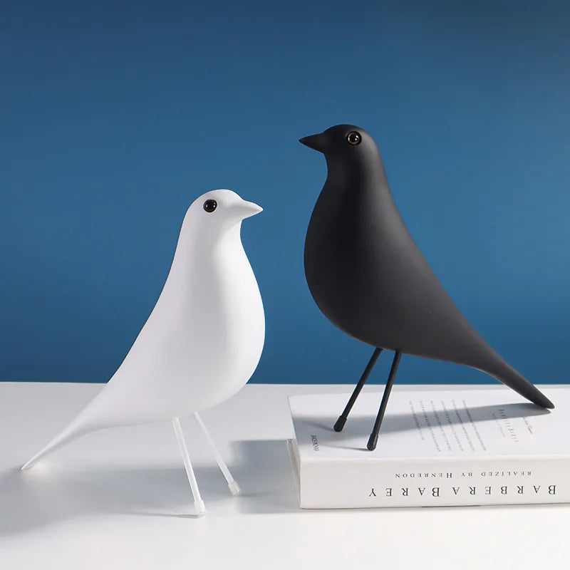 ornement décoration intérieure oiseau résine blanc noir bleu moderne minimaliste chambre salon