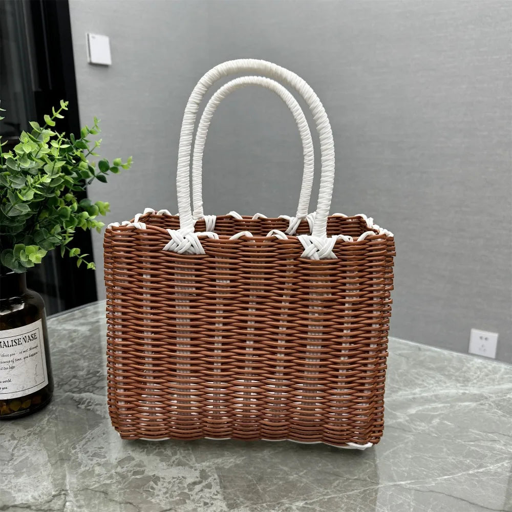 paniers rotin marron rose beige noir blanc orange tissage traditionnel moderne minimaliste poignées corde