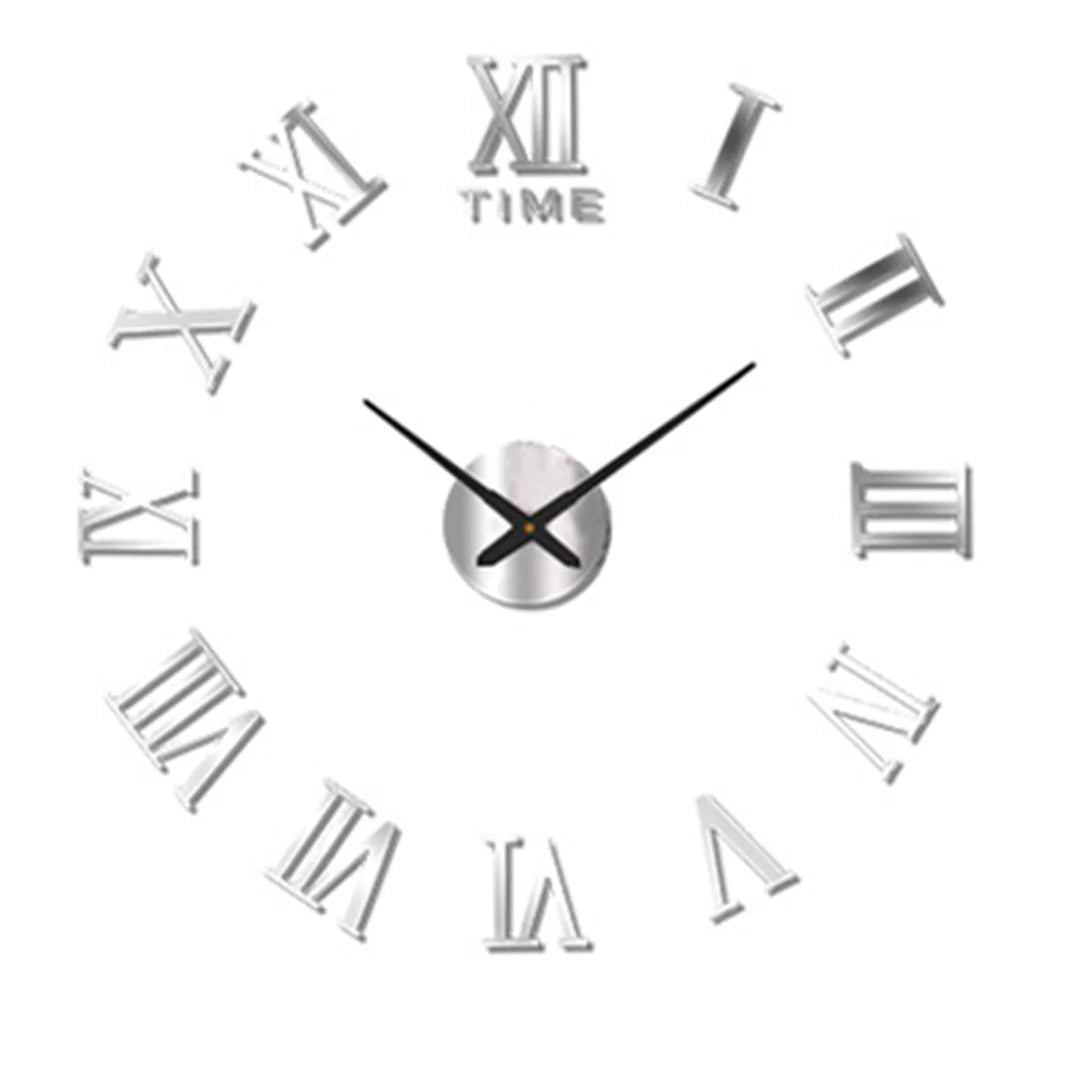 horloge murale moderne quartz aiguille adhésive noir doré salon grande taille