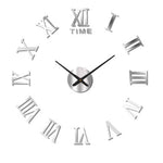 horloge murale moderne quartz aiguille adhésive noir doré salon grande taille