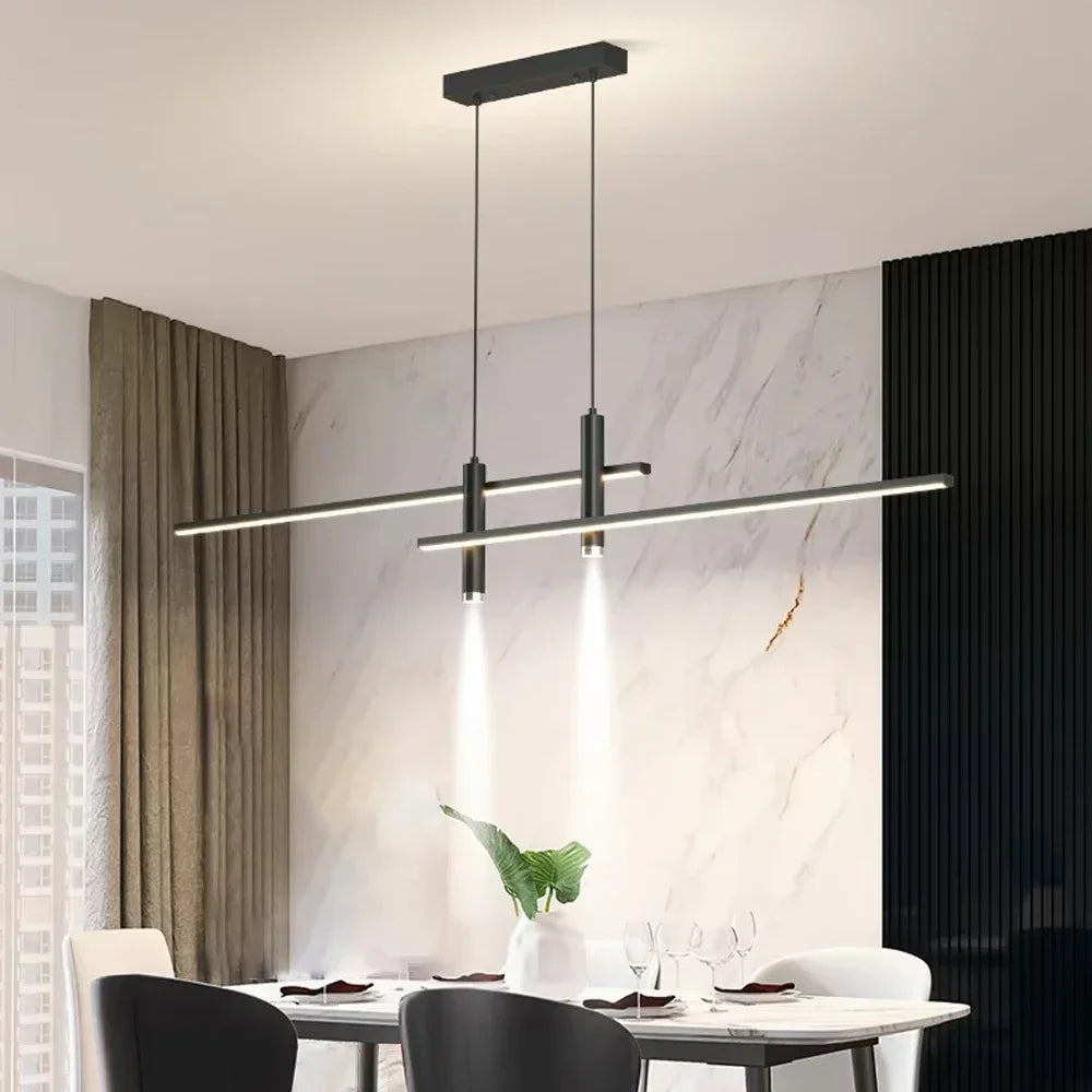 suspension lumineuse moderne noire led pendentif minimaliste rectangulaire lisse opaque tactile
