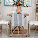table chevet chemin table rayé brodé gris classique rustique maison coton polyester