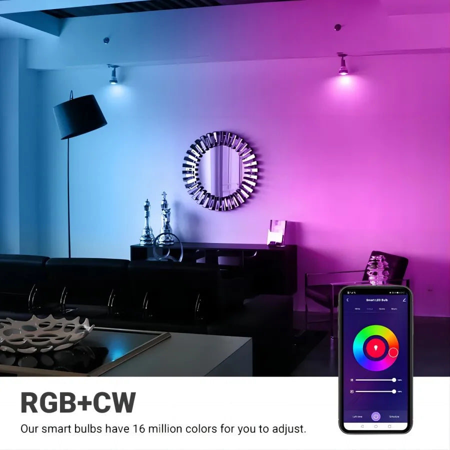 ampoule led intelligente wifi blanc moderne adhésif 50000 heures rgbcw alexa google