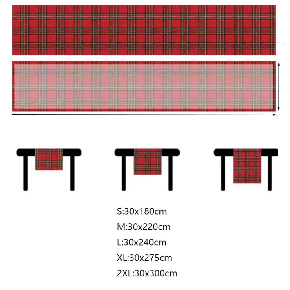 tableau chemin table carreaux écossais rouge noir vert polyester coton classique multiple tailles restaurants