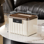 boîte rangement bijoux serrure combinaison moderne beige rayures poignée storage boxABS