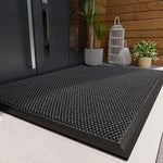 tapis porte d'entrée antidérapant noir gris bleu texture tridimensionnelle moderne minimaliste