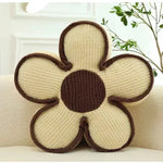 coussin moderne fleurs arrondies bordure blanche couleur noir blanc jaune rose grisclair
