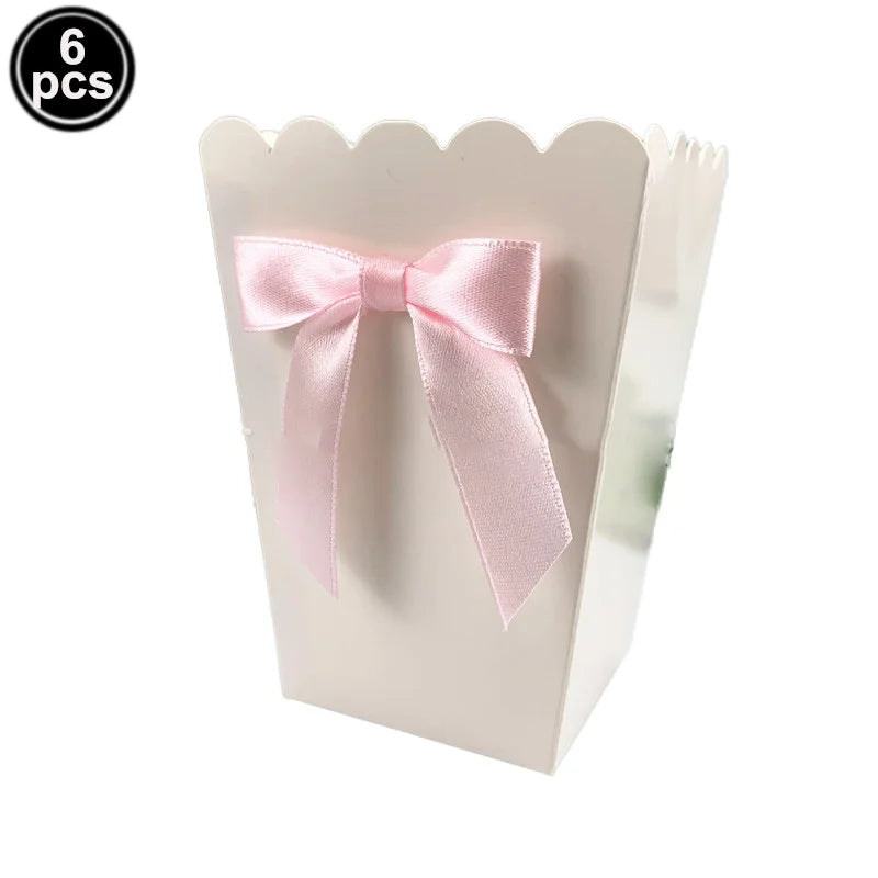 petites coupes papier rose motif rubans moderne blanc festives mariage anniversaire enfants