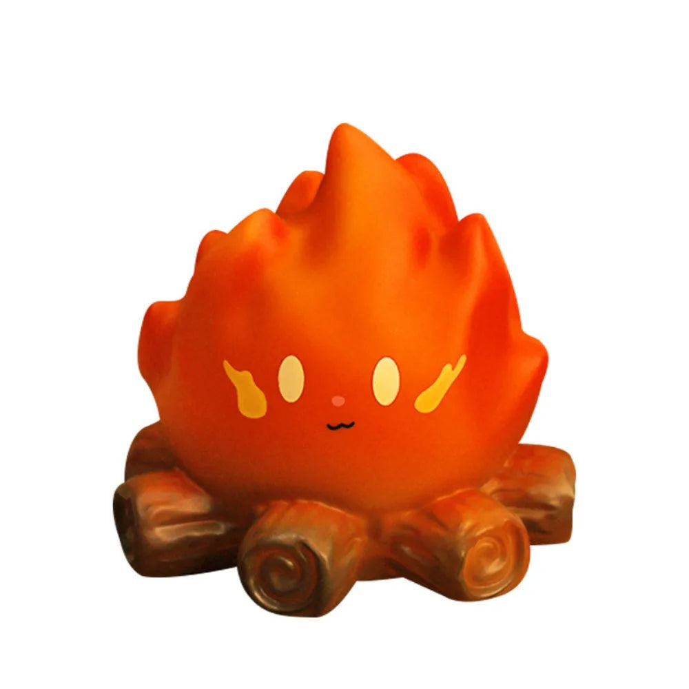 lampe table créative feux orange brun tronc d'arbre visage mignon adhésif festive