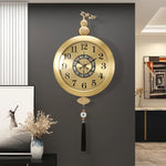 horloge murale or chinois moderne ornements fleurs arabes noirsOpaque