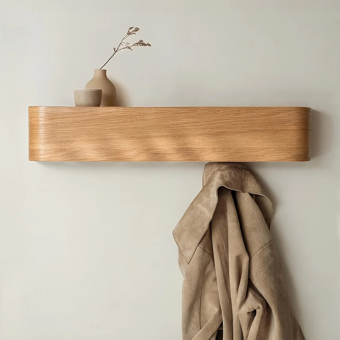 porte manteau mural moderne étagère bois fer crochet support entrée couloir finition lisse minimaliste