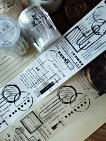 ruban decoratif blanc graphique moderne etiquettes planification scrapbooking washi tape pet set lignes noires