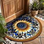 tapis d'entrée moderne bleu orange marron spirale antidérapant facile entretenir intérieur extérieur