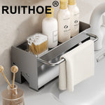 rangement évier suspendu moderne brosses éponges savon serviette cosmétiques minimaliste argenté blanc