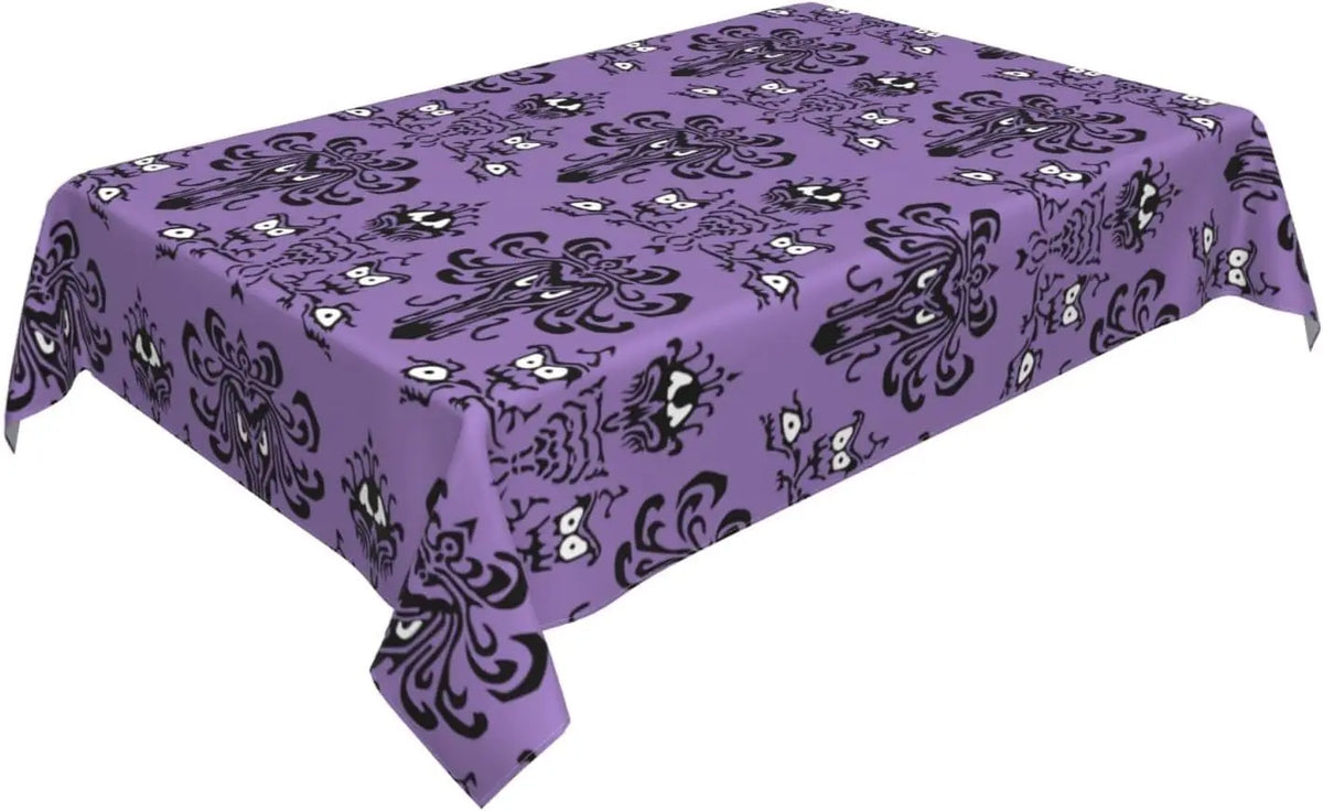nappe moderne motif floral oeil violet noir blanche table halloween maison campingextérieur