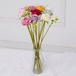 Bouquet fleurs artificielles roses blanches rouges violettes orange classique decoration table mariage événement