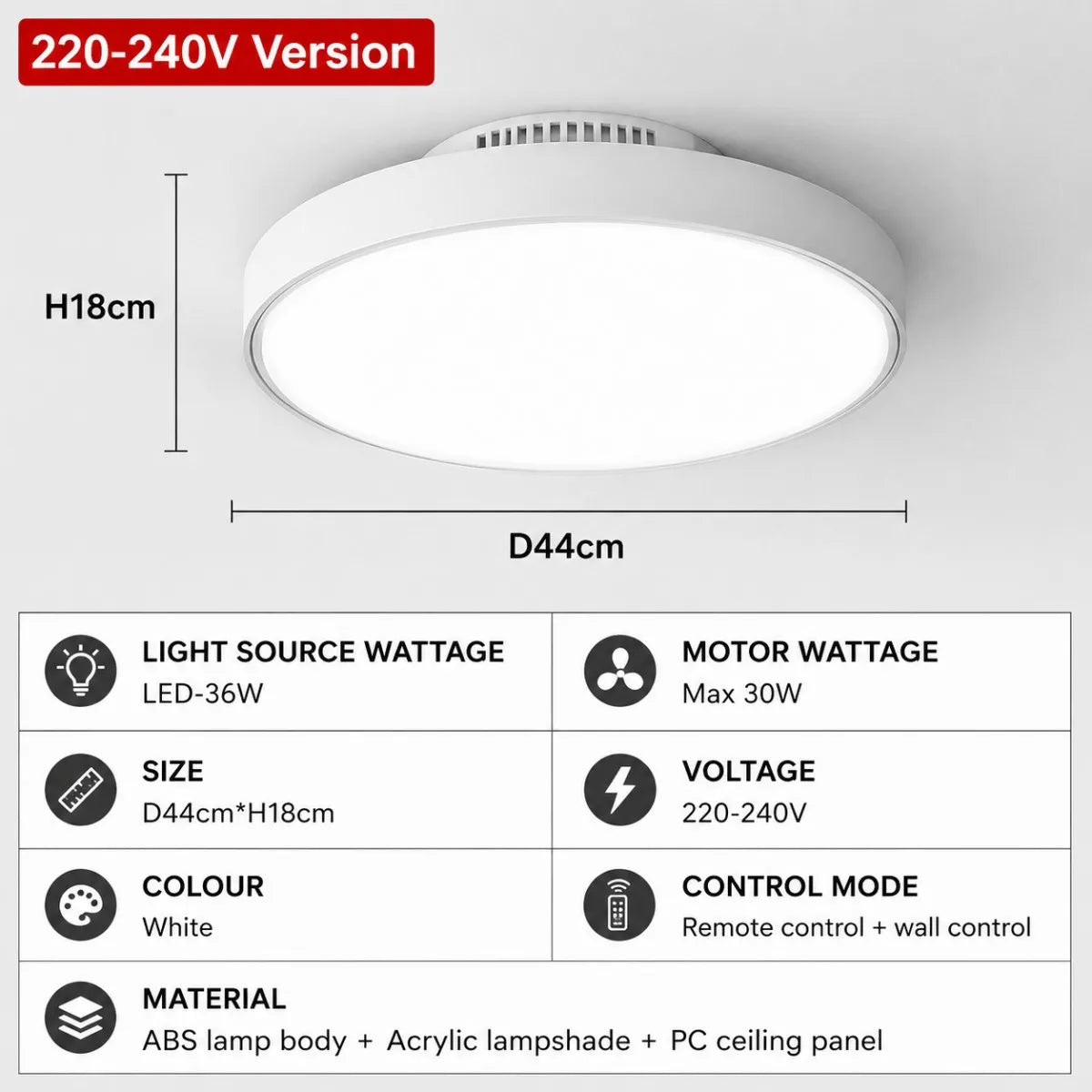 ventilateur moderne sans pales led télécommande vitesses luminaire blanc abs