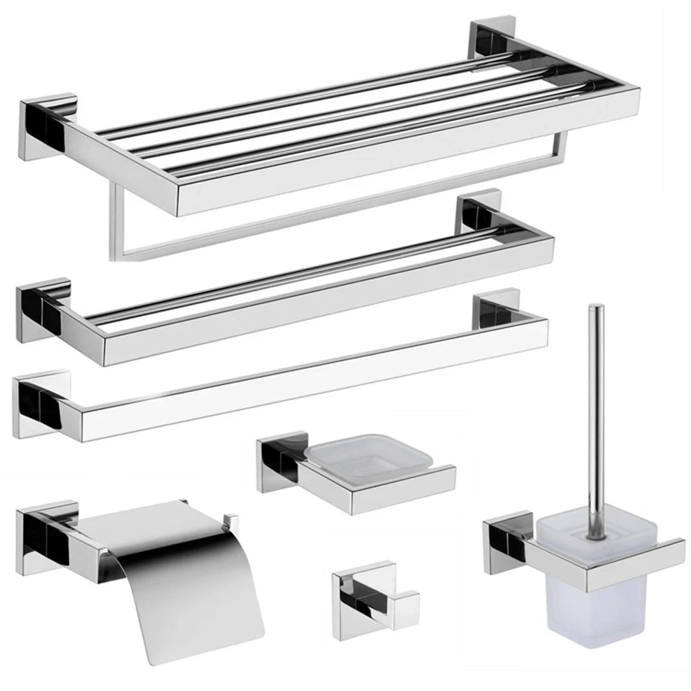 accessoires salle bain chrome modernes porte serviettes savon mural lisse fixations murales